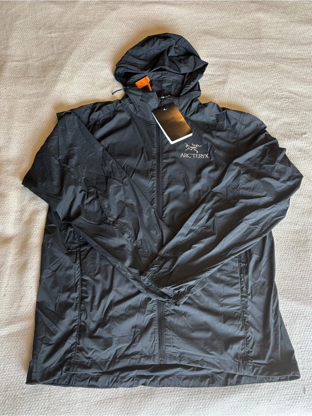 Arc'teryx Black Lightweight Hooded Windbreaker Jacket